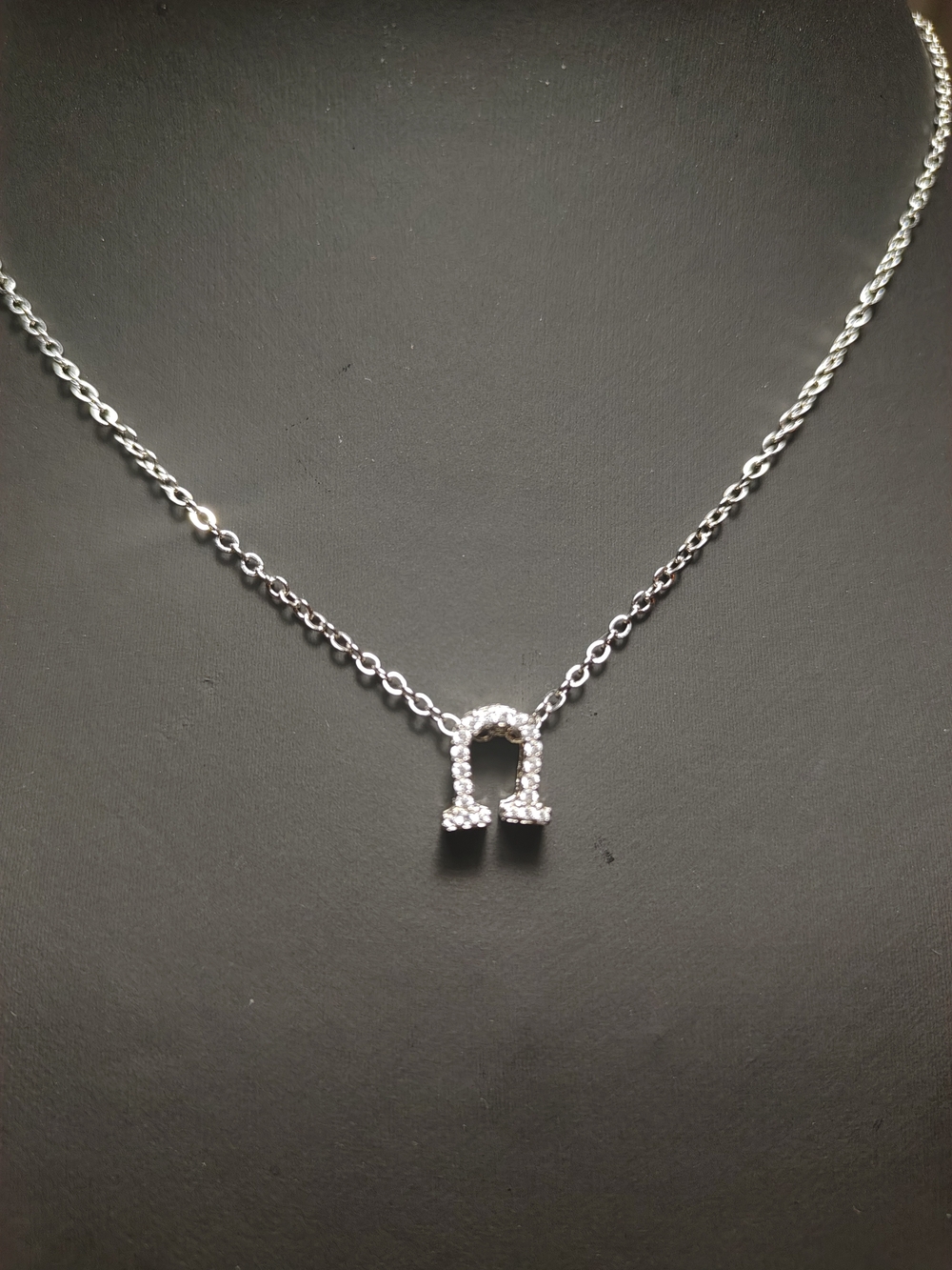 Crystal 'U' Initial Pendant Necklace